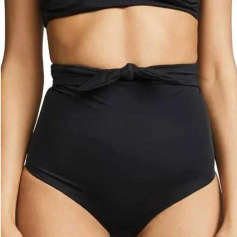 NWT Mara Hoffman Jay Bikini Bottom Womens XL Black Tie Waist
